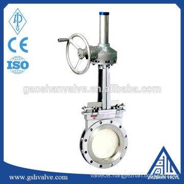 wafer type knife edge gate valve with bevel gear wheel